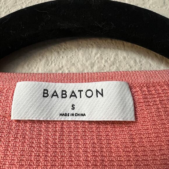 Aritzia Babaton Pink Ribbed V Neck Crop Top Size S - Picture 4 of 6